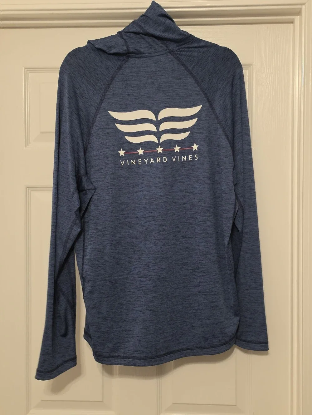 Vineyard Vines Men's Heathered Blue Hooded Performance Top
